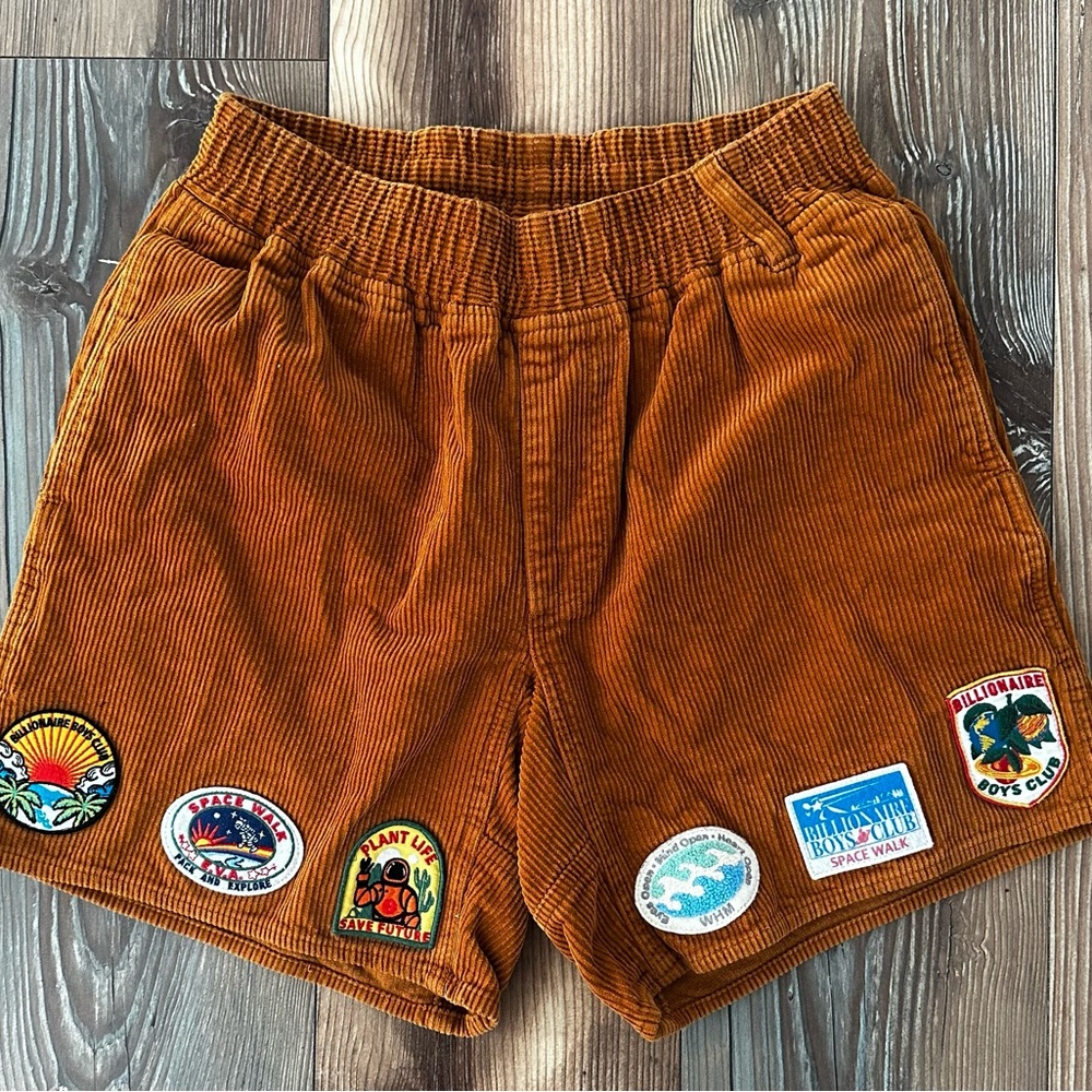 Billionaire Boys Club Corduroy SCAVENGER Shorts Orange Applique Patches Men's S